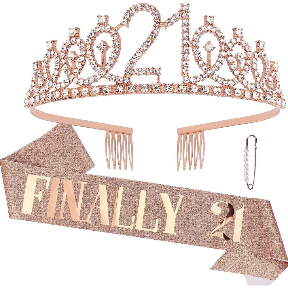 5931 Birthday Sash And Crown For Girls Finally 21 Birthday Sash